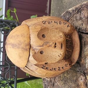 Hand Carved Coconut Monkey Head Coin Bank. Kalahari Resorts. Great Condition